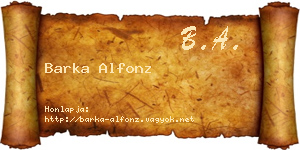 Barka Alfonz névjegykártya